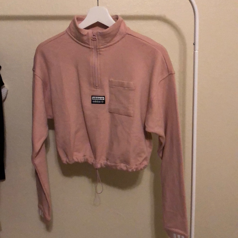 light pink adidas cropped quarter zip
